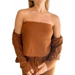 NEW DONNI. sweater tube top in cocoa
